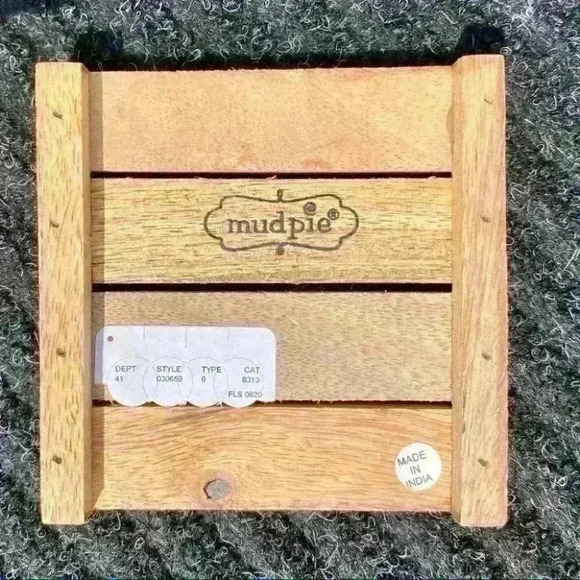 NEW SET of 4 Distressed Wood Coasters by Mud Pie - CHEERS, TOAST, DRINK - Picture 8 of 9